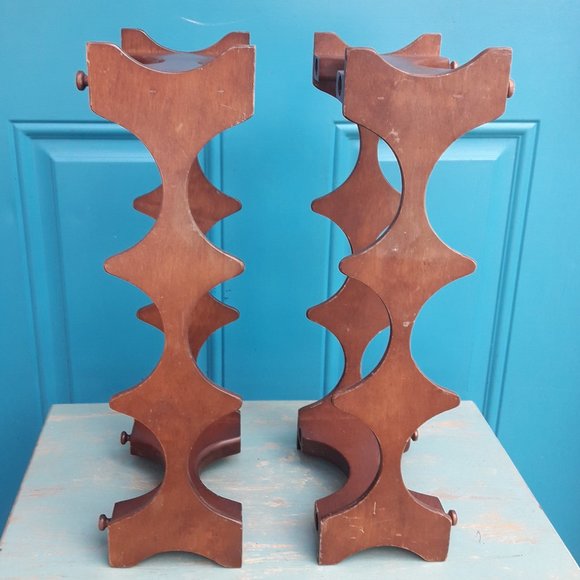 Wine Rack Vintage Teak Wood MCM Stackable Danish Wooden Mid Century Modern for 8 - Picture 13 of 16